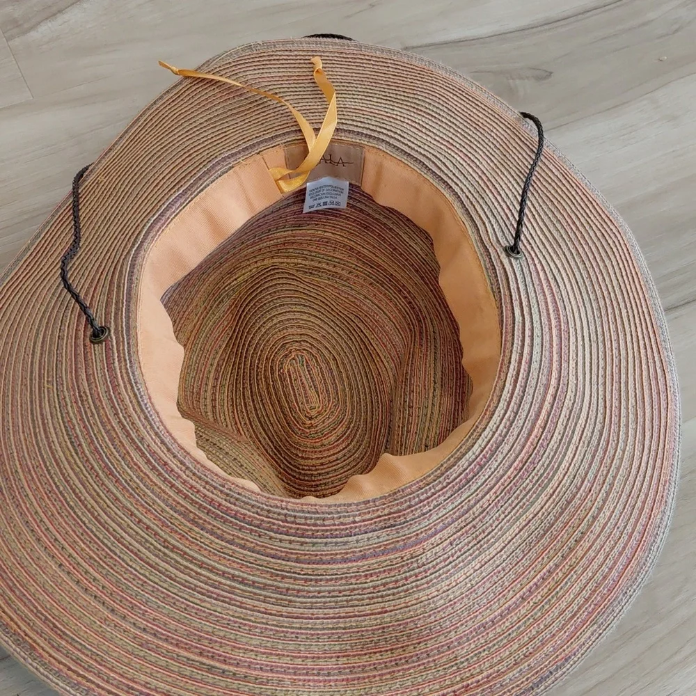 Scala Multicolor Straw Sun Hat with Black Band - Picture 3 of 6